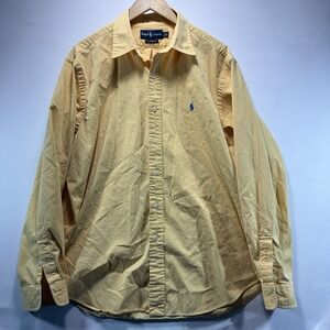 Ralph Lauren Mens Classic Fit Yellow Long Sleeve Button Down Shirt Size XL